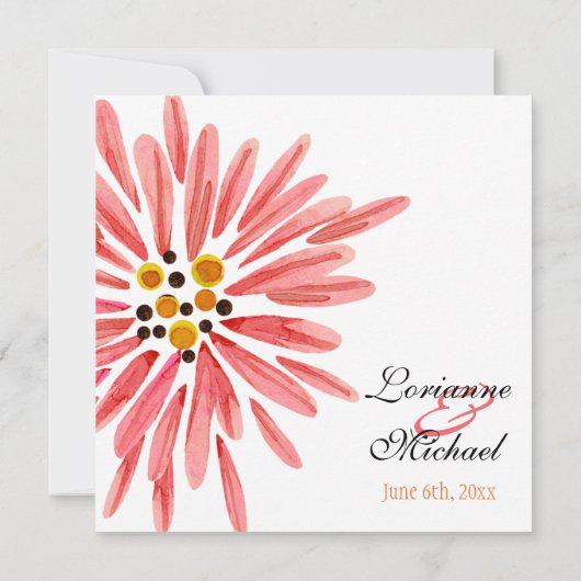 Paradise Modern Flower 1, bruiloft uitnodiging (Achterkant)