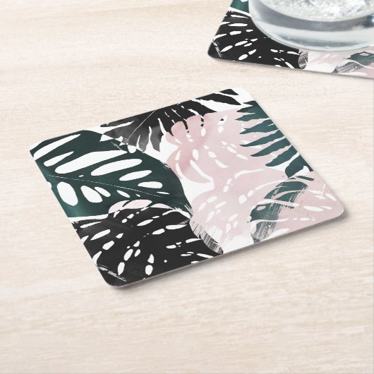 Paradise Palm Fronds Kartonnen Onderzetters (Schuin)