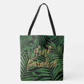 Paradise Palm Hawaiian Beach Bag - Zwart en Goud Tote Bag (Voorkant)