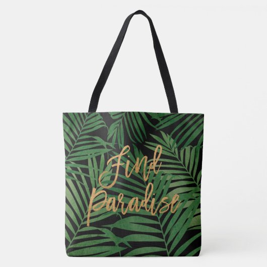 Paradise Palm Hawaiian Beach Bag - Zwart en Goud Tote Bag (Voorkant)