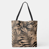 Paradise Palm Hawaiian Beach Bag - Zwart en Goud Tote Bag (Achterkant)