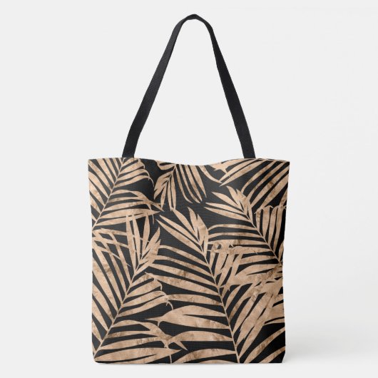 Paradise Palm Hawaiian Beach Bag - Zwart en Goud Tote Bag (Achterkant)