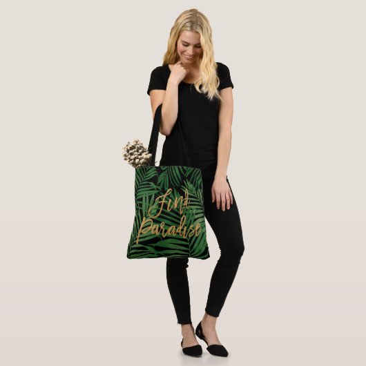 Paradise Palm Hawaiian Beach Bag - Zwart en Goud Tote Bag (Op model)