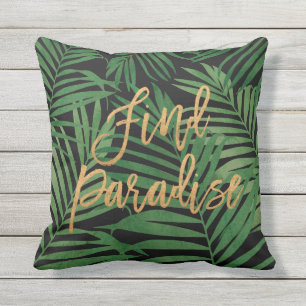 Paradise Palm Hawaiian Reversible- Black and Gold Buitenkussen