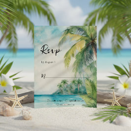 Paradise Palms Tropical Beach Bruiloft RSVP Kaartje