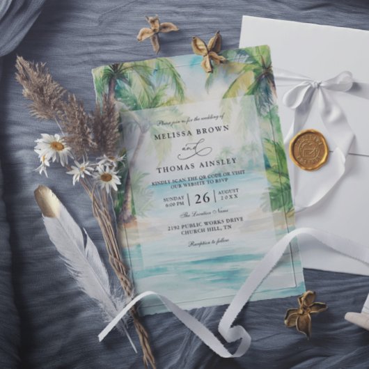 Paradise Palms Tropisch Strand QR Code Trouwen Kaart