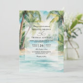 Paradise Palms Tropisch Strand QR Code Trouwen Kaart (Staand voorkant)