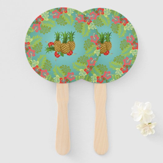 Paradise "Party like a Pineapple" "Hawaiian Luau" Handwaaier (Voorkant en achterkant)