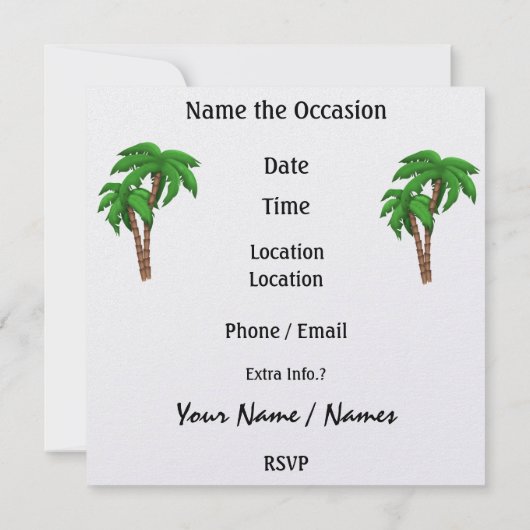 Paradise Party - SRF Kaart (Achterkant)