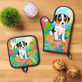 Paradise Puppy Design Ovenwant & Pannenlap Set
