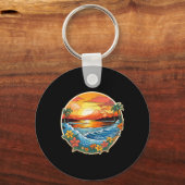 Paradise Sand Sand Surf Waves bij zonsondergang Sleutelhanger (Voorkant)