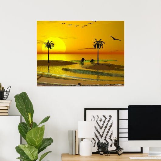 Paradise Shore Sunset Poster (Thuiskantoor)