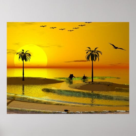 Paradise Shore Sunset Poster (Voorkant)