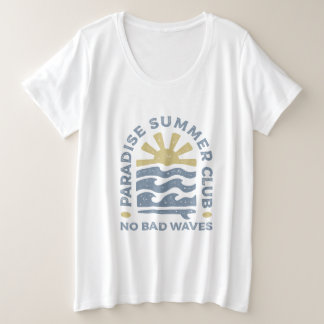 Paradise Summer Club Retro Golven Grote Maat T-shirt