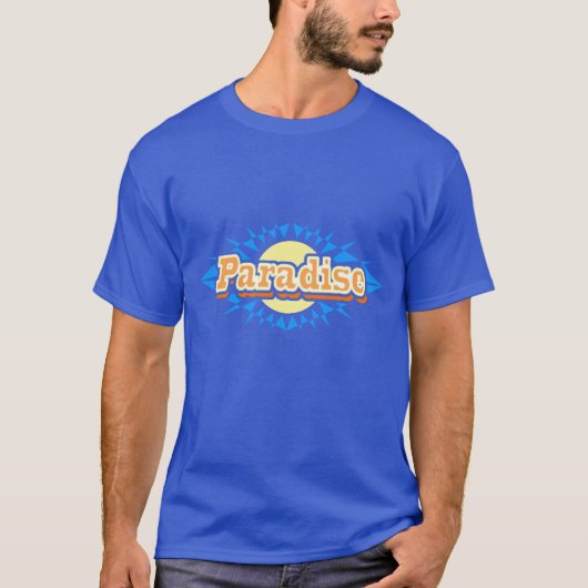 Paradise sunshine blue yellow op een donker t-shir t-shirt (Voorkant)