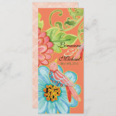 Paradise Tortelduifjes 3, het Floral Modern Weddin Menu (Voorkant / Achterkant)