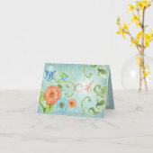 Paradise Tortelduifjes Modern Floral Swirl Damask Kaart (Gele Bloem)