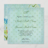 Paradise Tortelduifjes Modern Floral Swirl Damask Kaart (Voorkant / Achterkant)