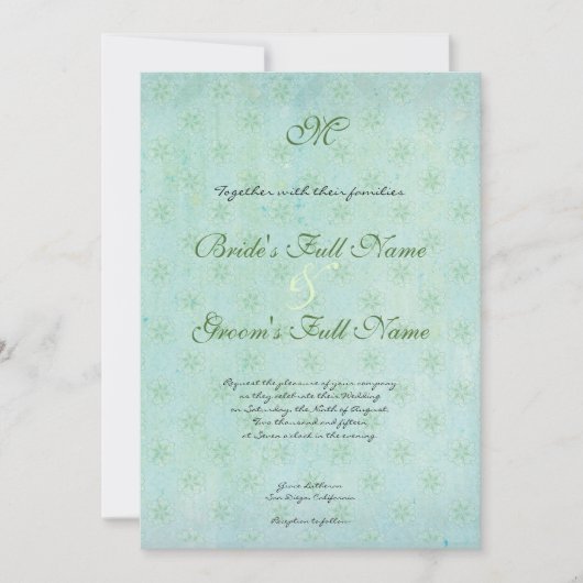 Paradise Tortelduifjes Modern Floral Swirl Damask Kaart (Voorkant)