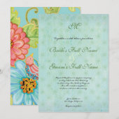 Paradise Tortelduifjes Modern Floral Swirl Damask Kaart (Voorkant / Achterkant)