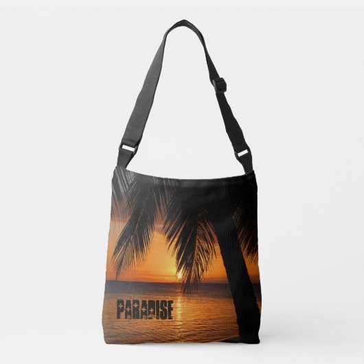 Paradise Tropical Beach Sunset and Palm Trees Crossbody Tas (Voorkant)