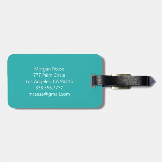 PARADISE Tropical Island, DIY Message Contact info Bagagelabel (Achterkant horizontaal)