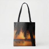 Paradise Tropical Palm Tree Sinaasappel Ocean Suns Tote Bag (Voorkant)