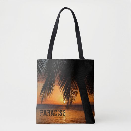 Paradise Tropical Palm Tree Sinaasappel Ocean Suns Tote Bag (Voorkant)