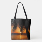 Paradise Tropical Palm Tree Sinaasappel Ocean Suns Tote Bag (Achterkant)