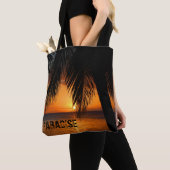 Paradise Tropical Palm Tree Sinaasappel Ocean Suns Tote Bag (Dichtbij)