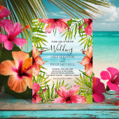 Paradise Tropical Palms and Flowers Wedding Kaart