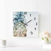 Paradise Tropics Island Pineapple Summer Tropics Vierkante Klok (Huis)