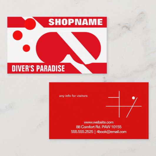 PARADISE VAN DIVER VISITEKAARTJE (Voorkant / Achterkant)