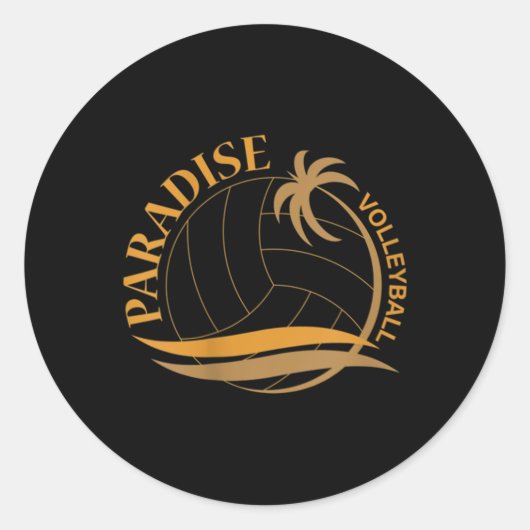 Paradise Volleyball Ronde Sticker (Voorkant)