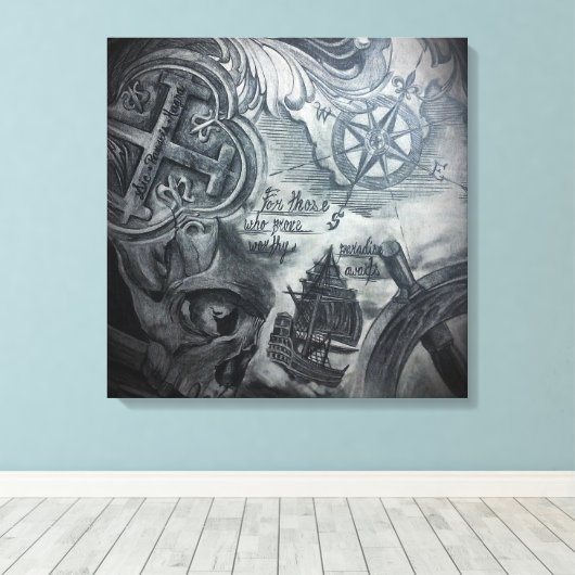 Paradise wacht op canvas (Insitu (Houten vloer))