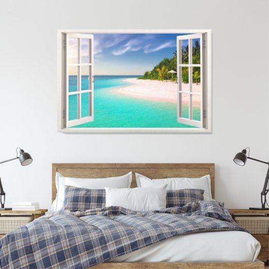 Paradisiac-Uitzicht door de verlichting van het ra Canvas Afdruk (Insitu (Slaapkamer))