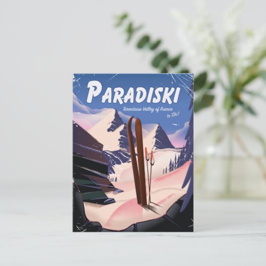 Paradiski Tarentaise Valley, Frankrijk, Ski poster Briefkaart (Staand voorkant)