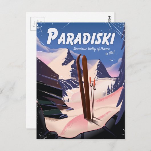 Paradiski Tarentaise Valley, Frankrijk, Ski poster Briefkaart (Voorkant / Achterkant)
