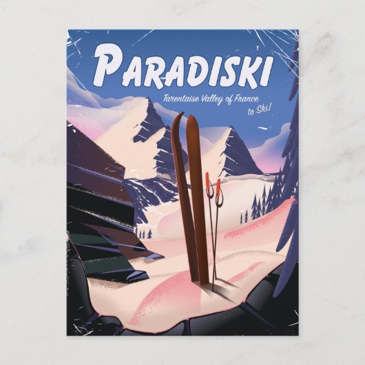 Paradiski Tarentaise Valley, Frankrijk, Ski poster Briefkaart (Voorkant)