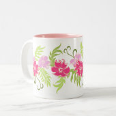 Paradiso Hawaiian Hibiscus Band Tweekleurige Koffiemok (Voorkant links)