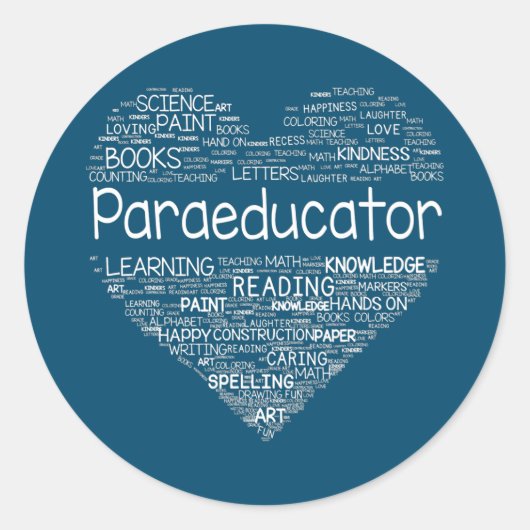 Paradocent Heart Teacher Paraprofessional Back Ronde Sticker (Voorkant)