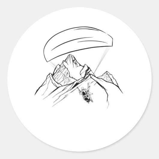 Paraglider Adventure Mountains Glide Ronde Sticker (Voorkant)