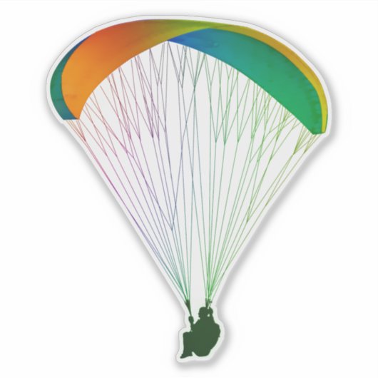 Paraglider onder de regenboogvleugel sticker (Voorkant)