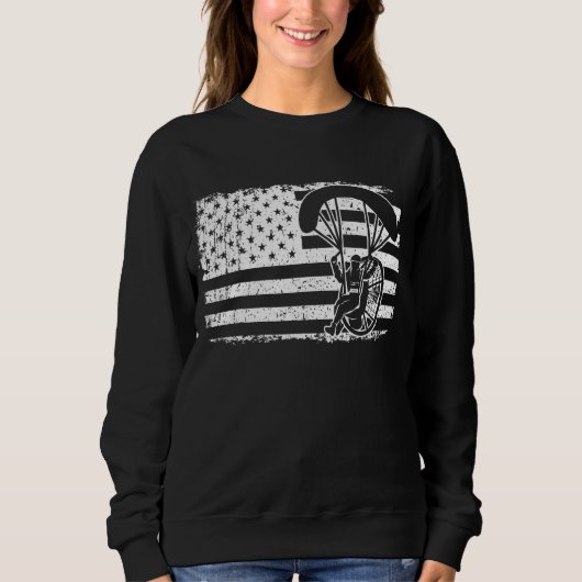 Paraglider Skydiver US Flag Patriotic Paramotor Pi Trui (Voorkant)