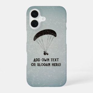 Paraglider zweeft onder het baldakijn eigen slogan iPhone 16 hoesje