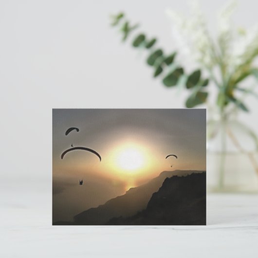 Paragliders die rondzwerven tegen extreme sportwed briefkaart (Staand voorkant)