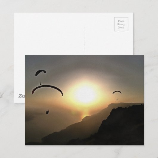 Paragliders die rondzwerven tegen extreme sportwed briefkaart (Voorkant / Achterkant)