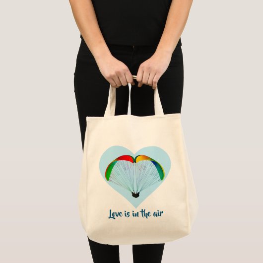 Paragliders houden van hart met je aangepaste teks tote bag (Voorkant (product))
