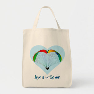 Paragliders houden van hart met je aangepaste teks tote bag