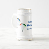 Paragliders met kleurrijke vleugels + uw eigen tek bierpul (Voorkant links)